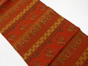 リサイクル　横段に鳳凰・草花模様織出し名古屋帯